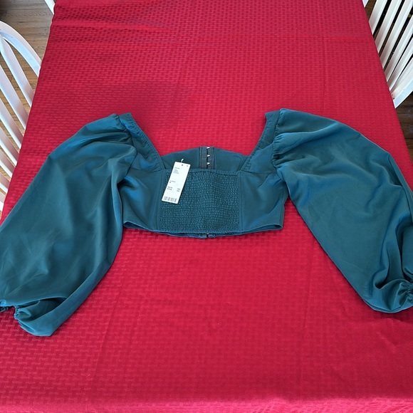 NWT Urban Outfitters Maddie Bustier corset Blouse medium greenish blue - Picture 3 of 3